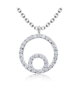 Beautiful Round shape CZ Crystal Silver Necklace SPE-5256